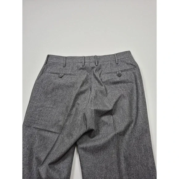 Rota Pantaloni Pants Mens 31x29 Gray Wool Flannel Flat Front Cuffed Italy 46